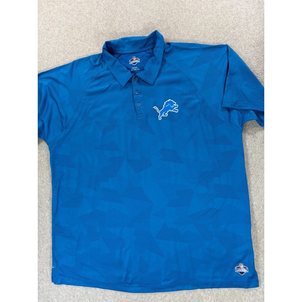 Detroit Lions NFL Combine Screened Logo Stadium S/S Polo Shirt (Men's 2XL) Blue